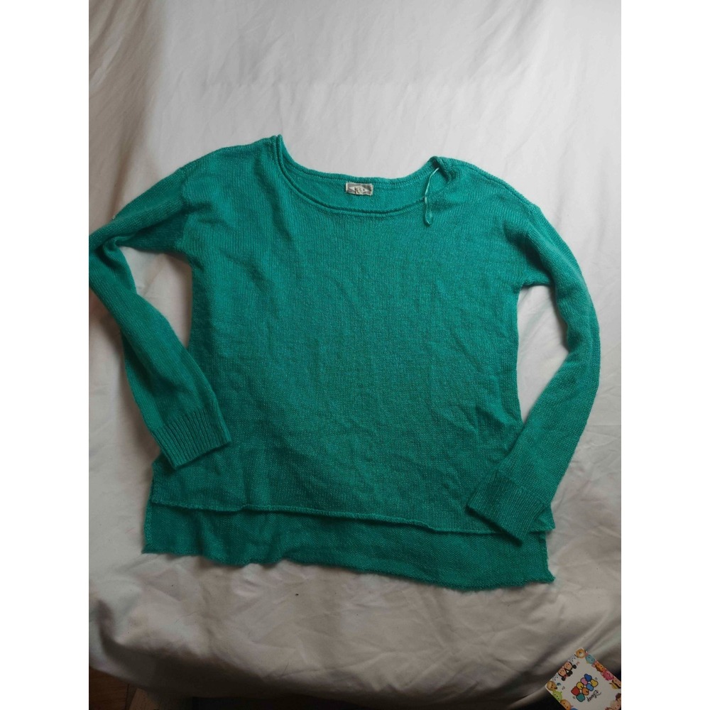 Kirra Sweater Womens Small Teal Green Boat Neck‎ Hi Low Hem Lightweight Knit